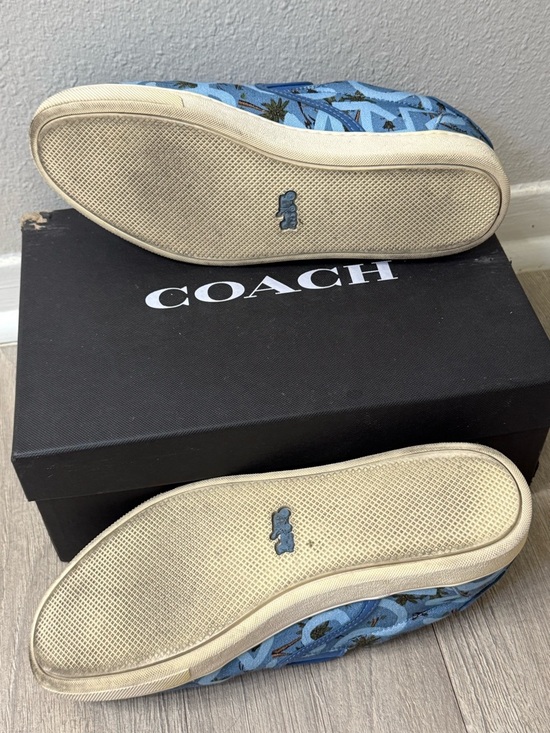 COACH x Keith Haring Light Blue Canvas Slip-On Sneakers - Picture 5 of 5